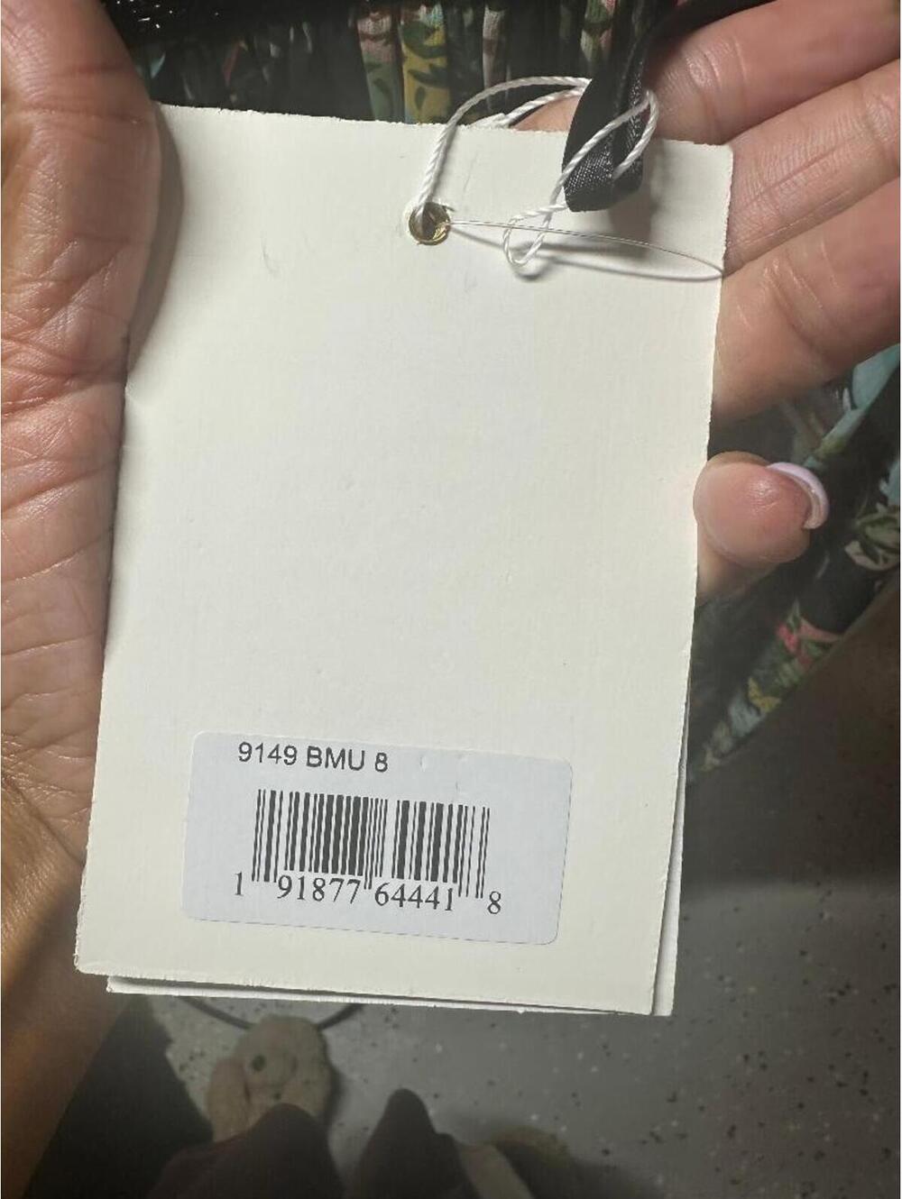 Mac Duggal Floral Midi Dress Size 8 NWT Sheer Overlay Beaded Waist Garden Party - Picture 4 of 5